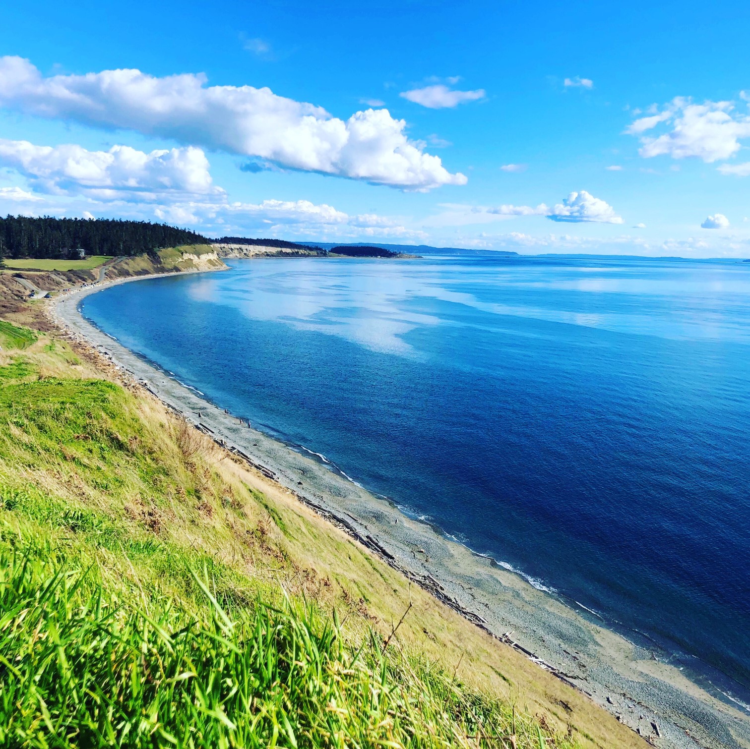 Ebey's landing, Windermere, Clouds, Blue Water, Bluff 