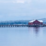 Coupeville Wharf, Whidbey Island, Coupeville, Washington, Barn, Water, Winter